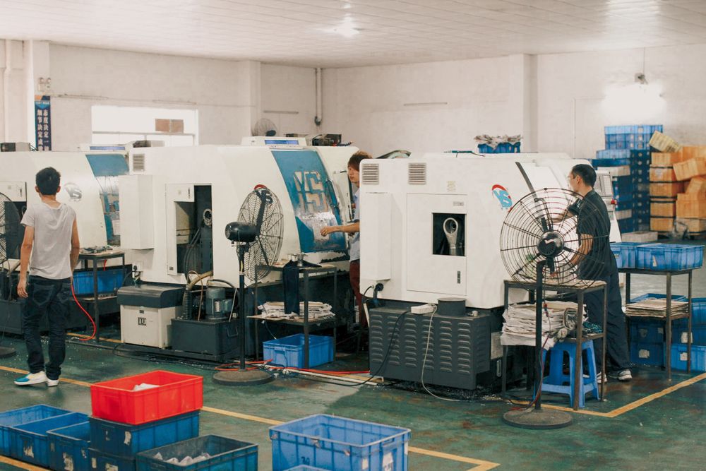 CNC machines on a factory floor