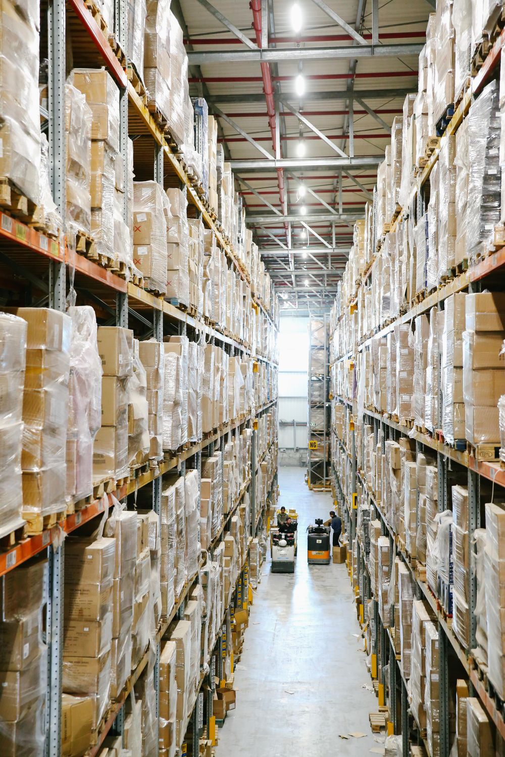 Warehouse racks with packed goods